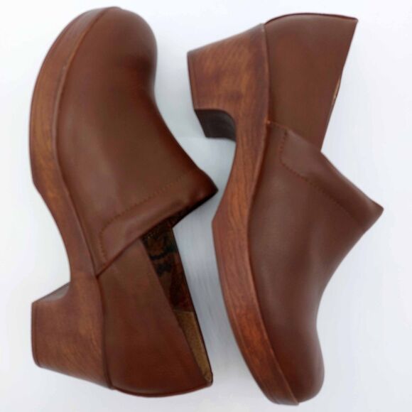 BOC Born Concepts Brown Slip-On Clogs Size 10M Faux Leather Comfort Heel Shoes - Picture 9 of 10